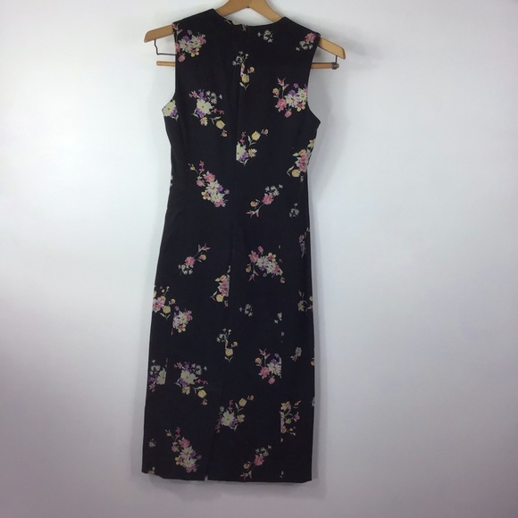 Zara Basic Black Floral Midi Dress - Picture 6 of 8